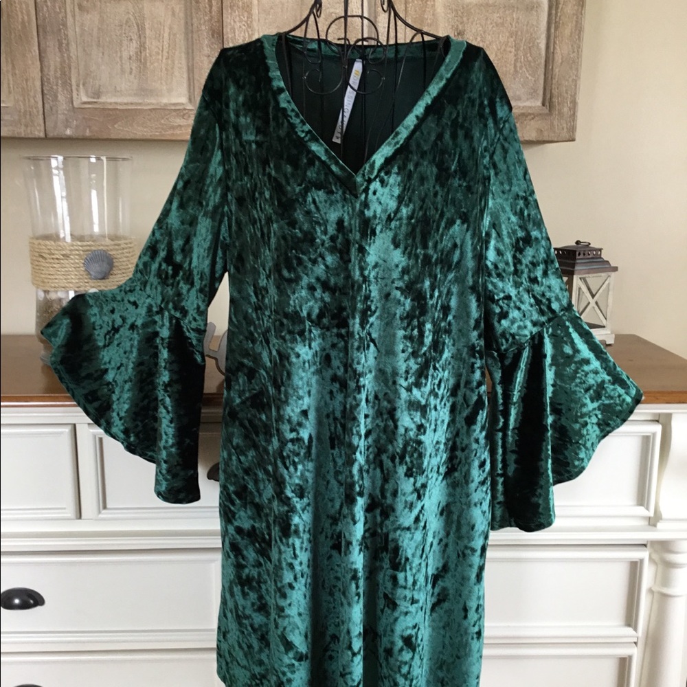 Dressing Gaudy Emerald Green Crushed Velvet Dress